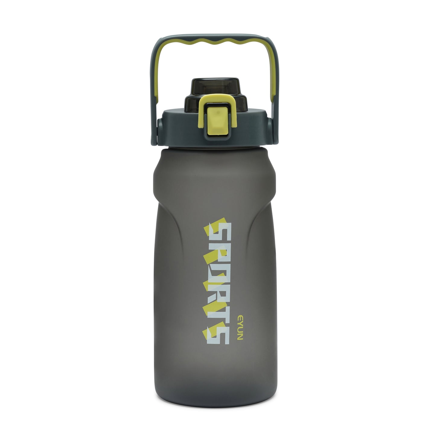 Nertz Aquabolt 1.8L BPA-free water bottle with flip-top lid and integrated handle for gym and office use