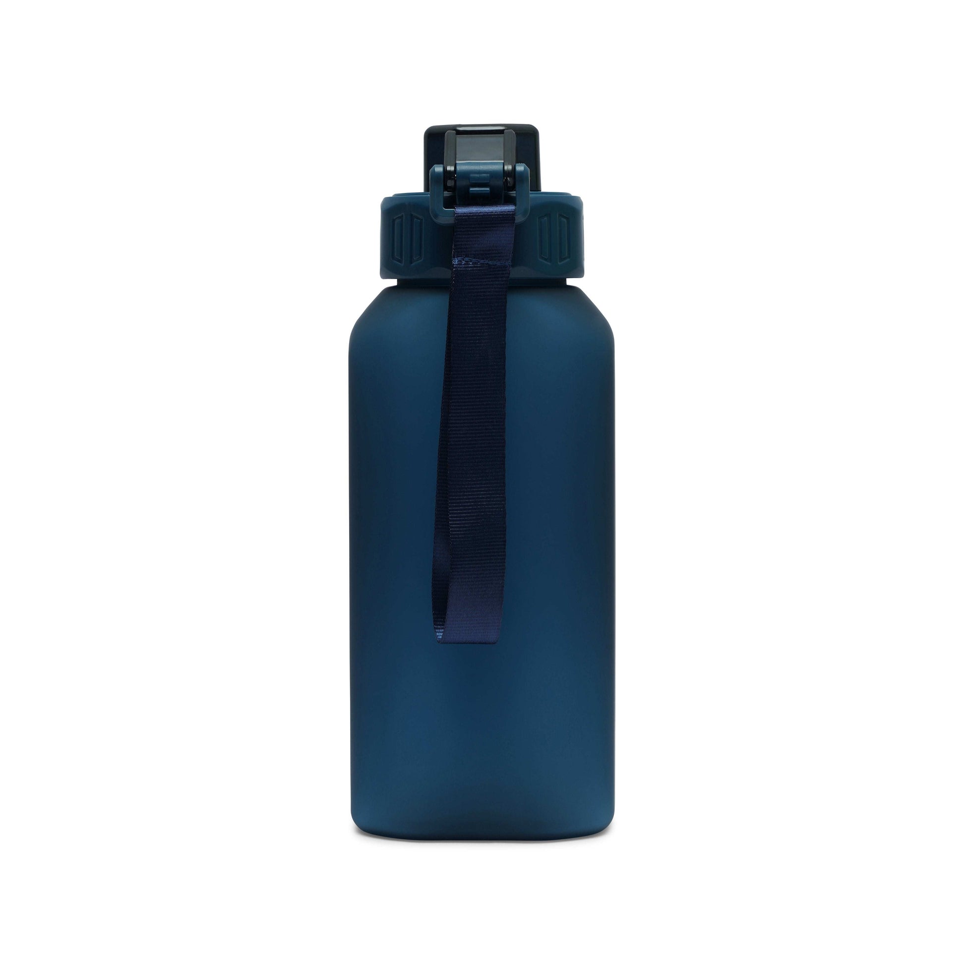 Nertz Charge BPA-free water bottle with flip-top lid, soft fabric loop, and removable straw for portable hydration