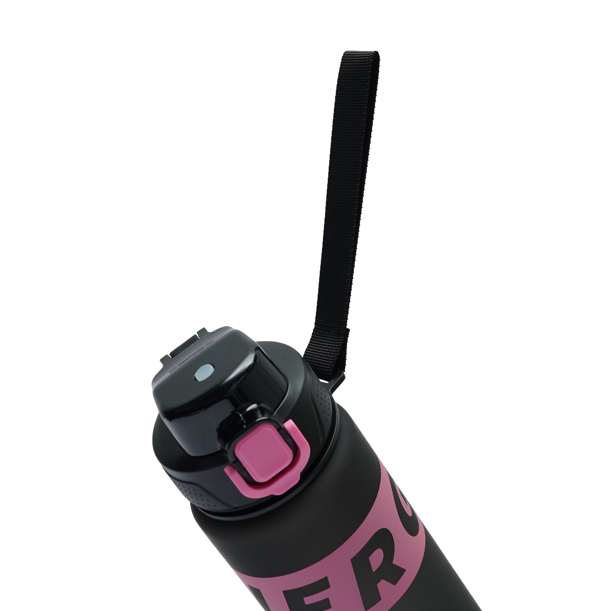 NertZ.in Nertz Flowmate water bottle, black with pink accents and strap
