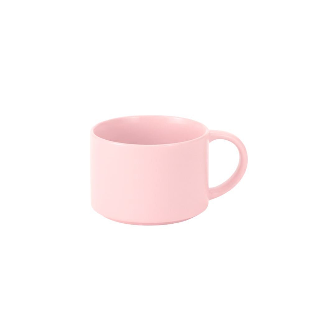 Two ceramic Mega Coffee Mugs combo in beige and pink with large handles, 650ml capacity