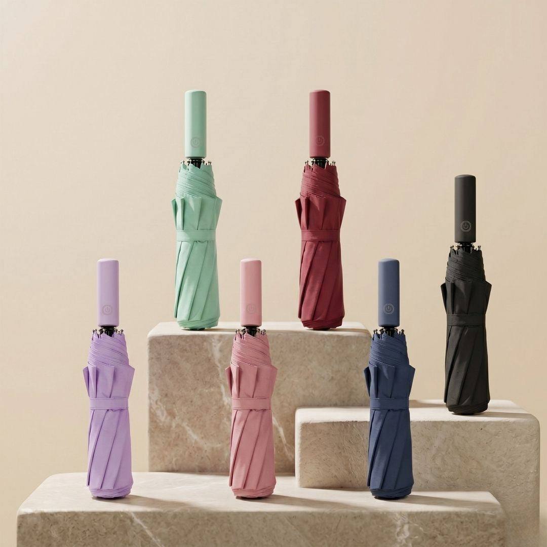 CloudShade Umbrella with reinforced 10-rib frame and automatic open/close, featuring durable pongee canopy in multiple colors